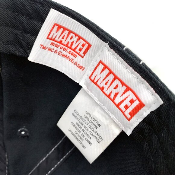 MARVEL Punisher Embroidered Skull Logo Flatbill Snapback Cap in Black - NEW - Picture 9 of 11